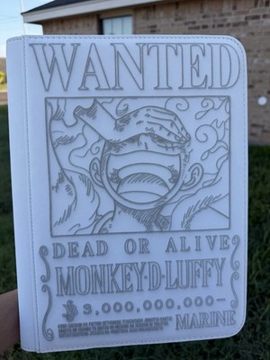 One Piece Laser Engraved 9 Pocket Wanted Luffy Binder Made To Order