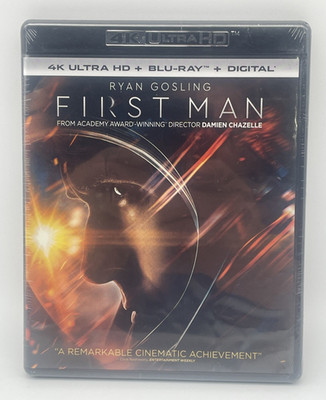 FIRST MAN Ryan Gosling 4K ULTRA HD + BLU-RAY + DIGITAL, Sealed