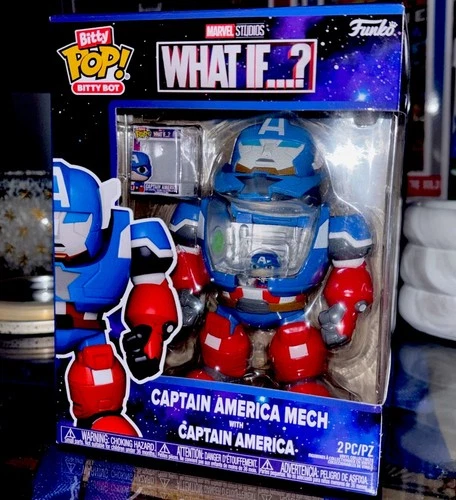 🇺🇸Funko Pop! RARE Marvel What If? Captain America Mech & Exclusive Bitty Pop⚔️