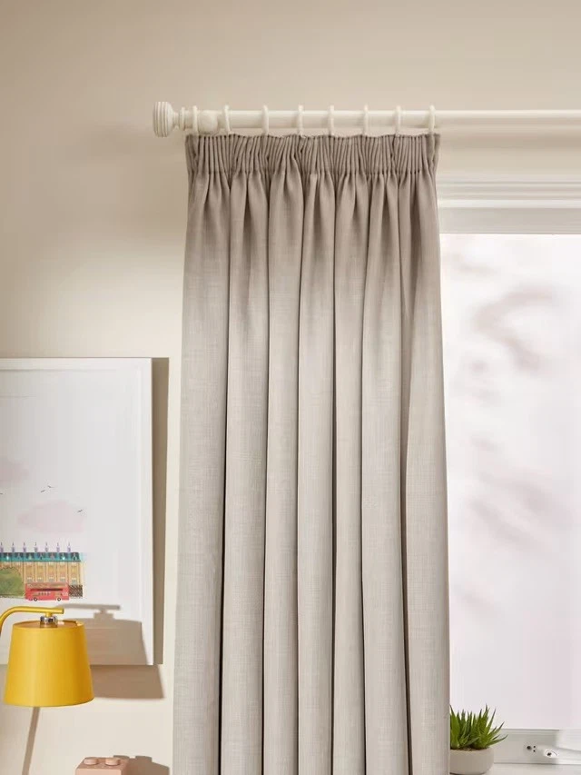 John Lewis W167 x D137 Textured Weave Pair Blackout Pencil Plt Curtain Pale Grey