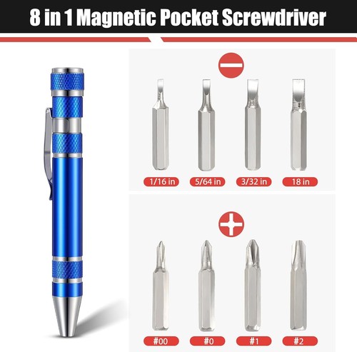Aluminum 8-in-1 Magnetic Screwdriver - Convenient Pocket Tool for Repairs - Picture 5 of 8