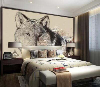 3D Grey Animal Wolf K4028 Wallpaper Mural Self-adhesive Removable Sticker Kay