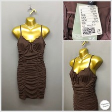 NEW H&M Brown Strappy Ruched Bodycon Party Occasion Dress Small RRP £14.99