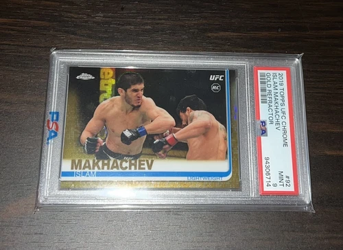 2019 UFC Topps Chrome Islam Makhachev Gold Rookie 1/50 FIRST PRINT! PSA 9