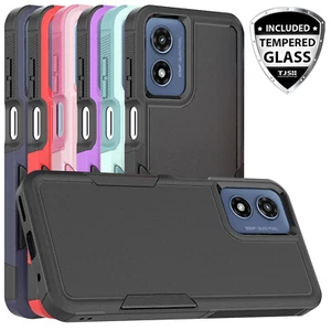 Pour Moto G Play 4G 2024 Couverture double couche robuste + verre trempé