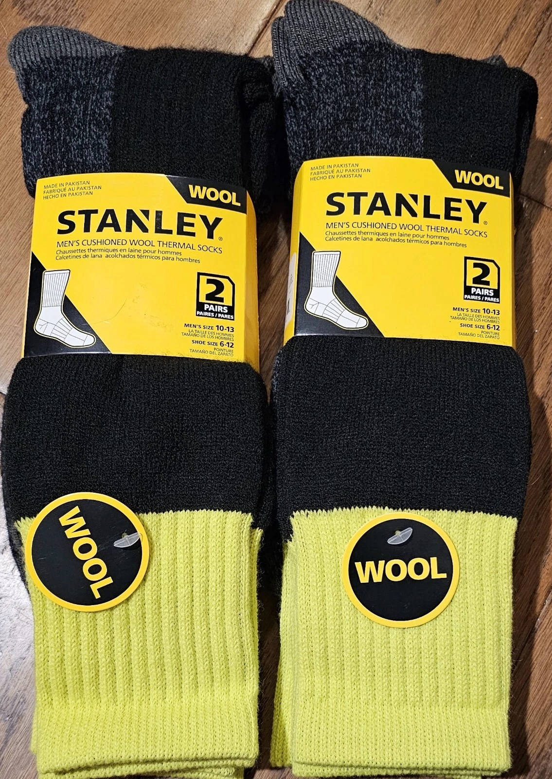 4 PAIR Socks Sz 10-13 Shoe Sz 6-12 Men's Stanley Cushioned Wool Thermal NEW!