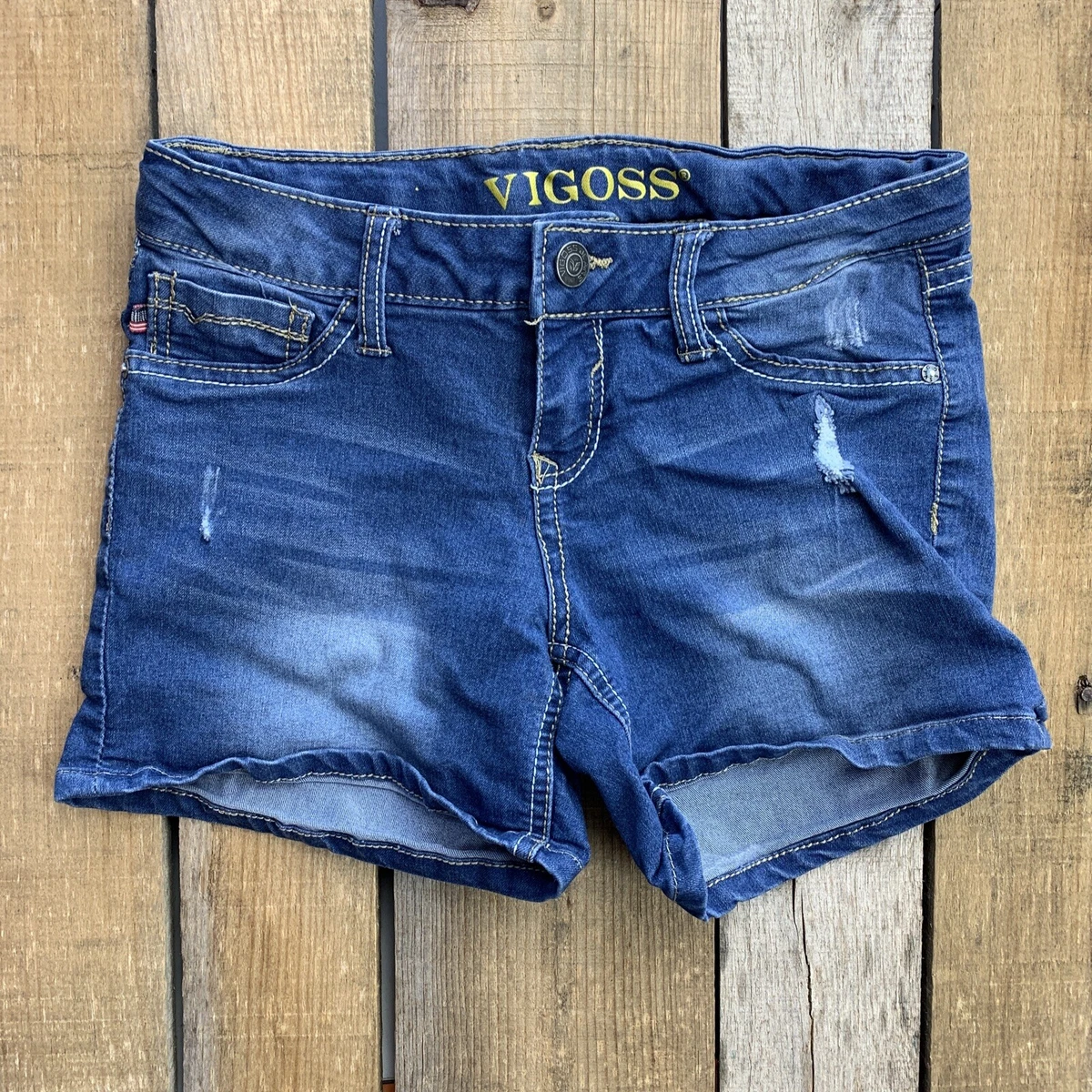 Vigoss Denim Blue Jean Shorts Girls Size 10 Sequin Birds eBay