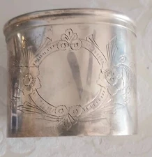 Vintage Etched Chalice Goblets Cup Silver Plate world Gift Z . Y . India