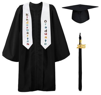 Kindergarten Graduation Cap Gown and Stole Package 2025 Tassel Set for Kids
