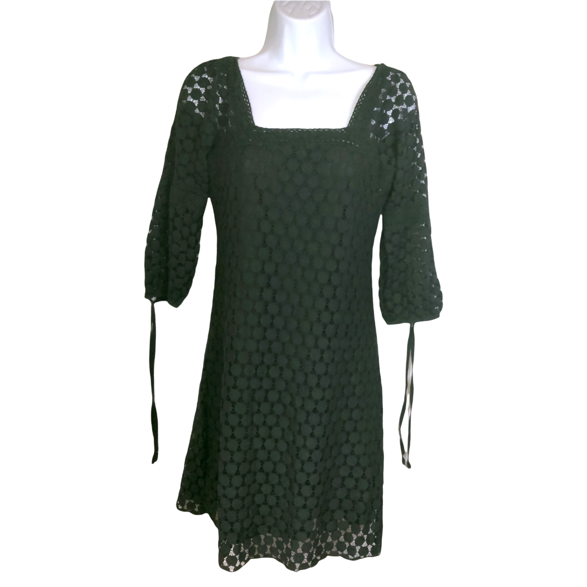 solitaire by ravi khosla crochet dress Solitaire Women's Ravi Khosla Crochet Lace Overlay Dress Black Size M
