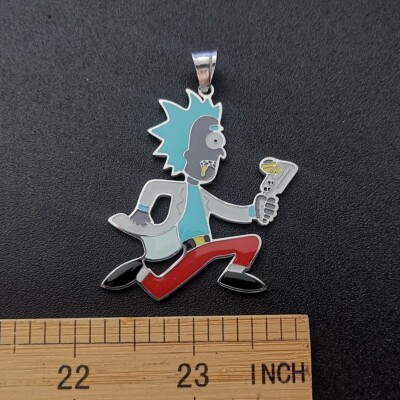 Rick Sanchez Wubba lubba dub-dub stainless steel pendant with box chain 24inch