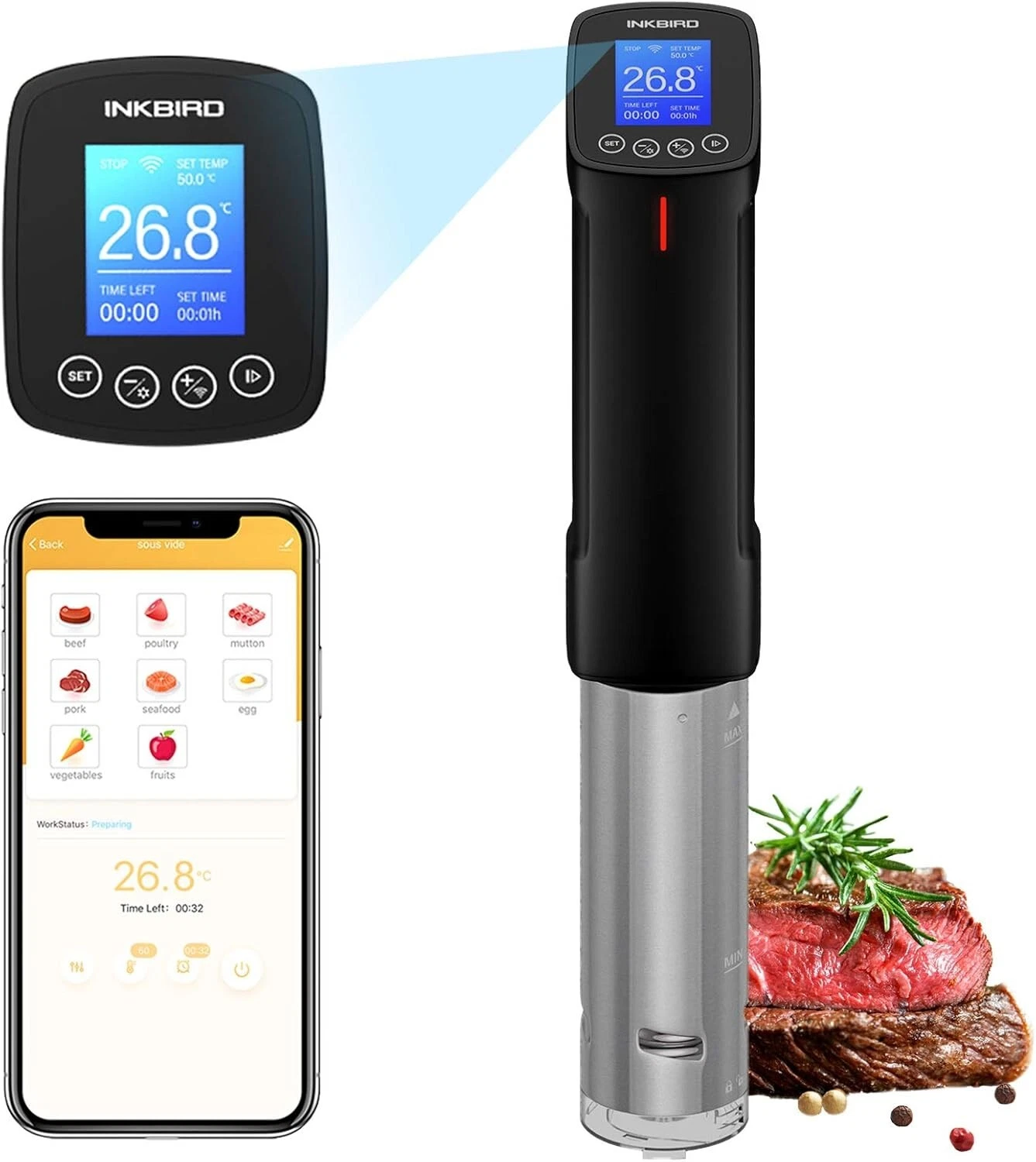 Inkbird WiFi Slow Cookers Sous Vide Machine Precision Immersion Circulator
Opens in a new window or