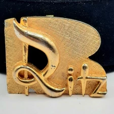 Charles of the Ritz Spell-Out Logo Brooch VTG Goldtone HTF Advertising