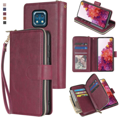 For Nokia XR20 Wallet Case 9Card Zipper Slots Kickstand Flip Leather Phone Case