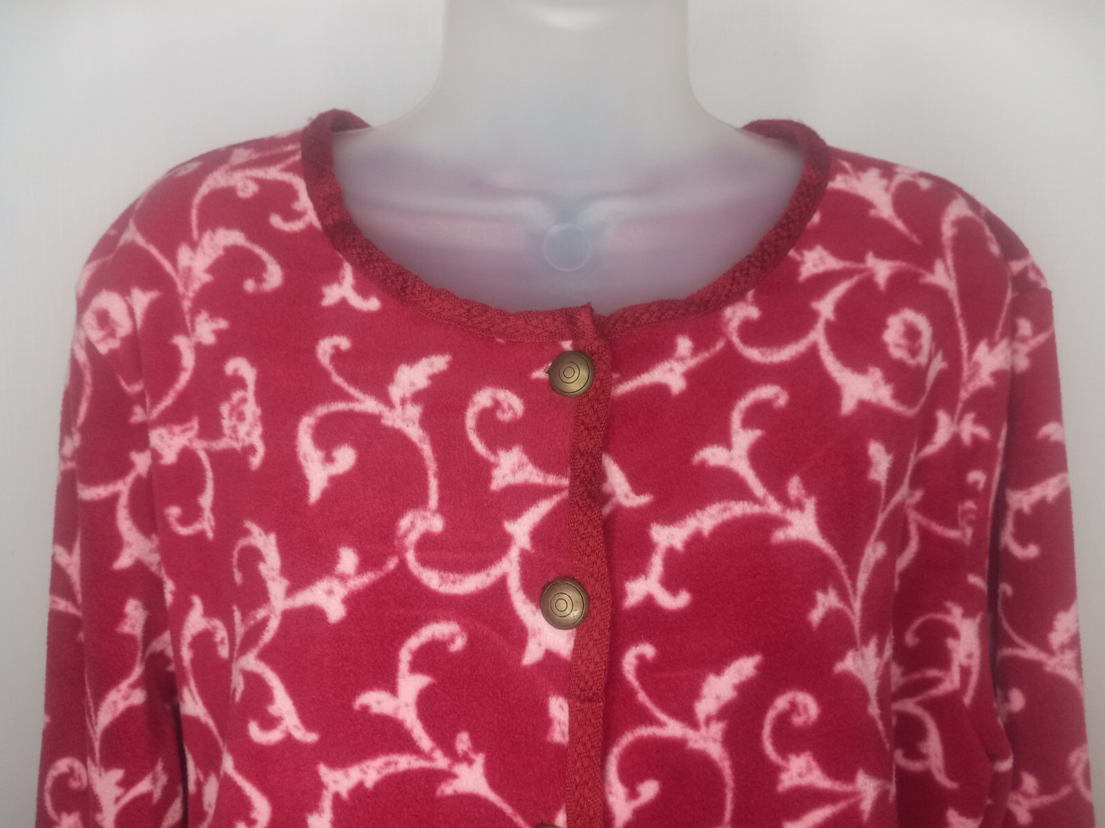Basic Editions Women's Size Large Button Down Red… - image 3