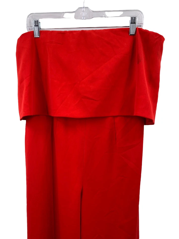 JAY GODFREY Red Crepe Retro Ruffle Jumpsuit Size 12 Evening Cocktail - Image 4 of 4