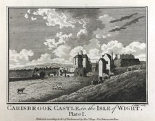 Carisbrook Castle Isle of Wight Historic View 1795 Original gravierter Druck
