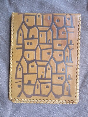 vintage Latvia LEATHER BLOCKNOTE COVER 1980s / Soviet USSR 
