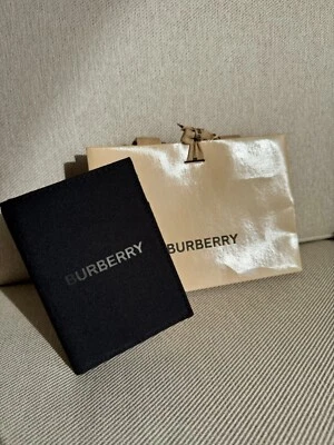 BURBERRY Beauty Black Canvas Passport Holder Travel Accessory w/ Paper Gift Bag