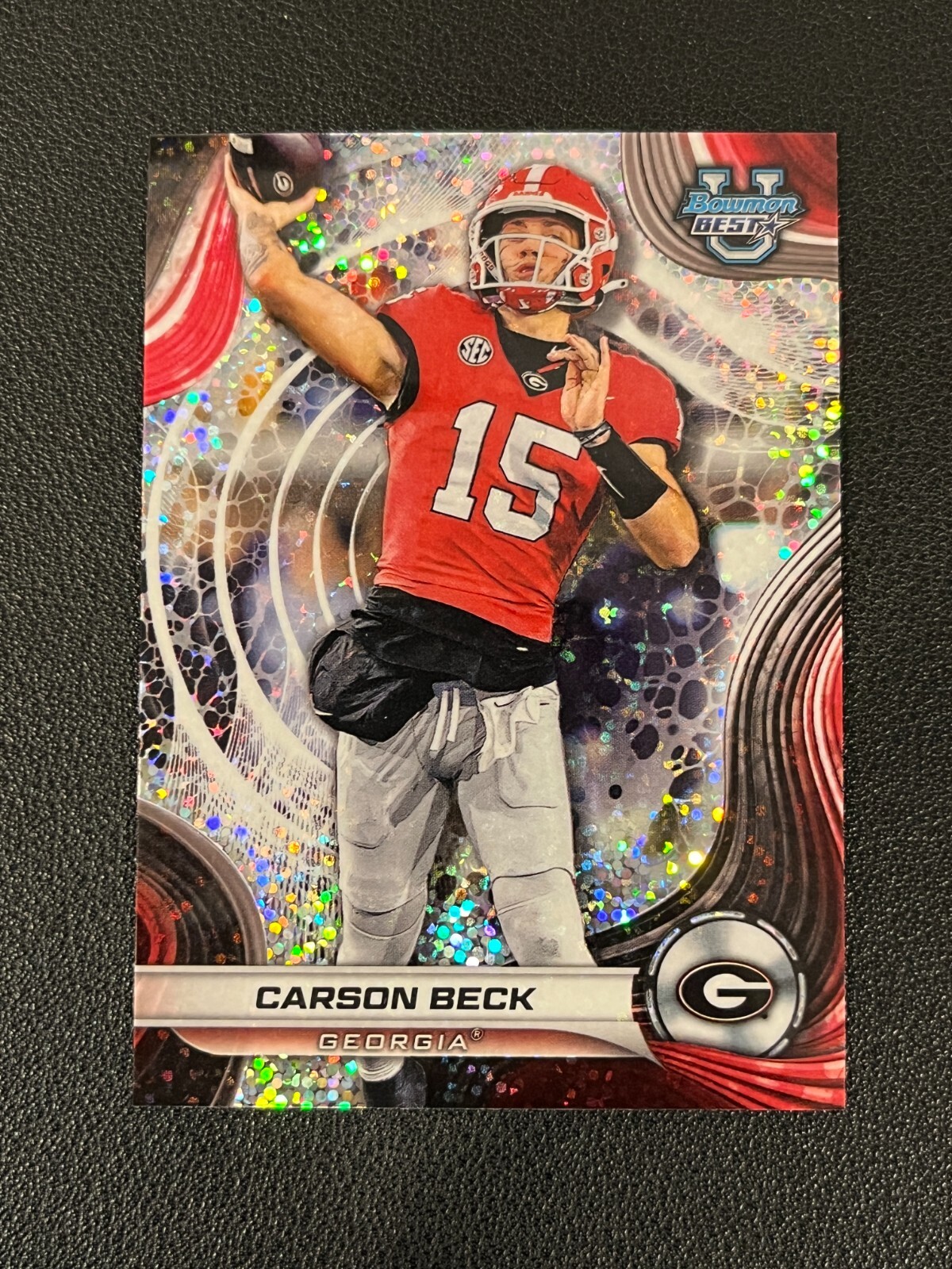 Carson Beck 2024 Bowman Best Speckle Refractor Georgia Miami 4