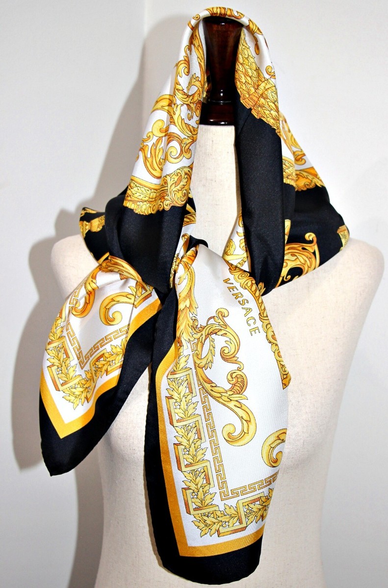 小物 VERSACE scarf silk100% Versace Intricate Baroque Medusa 100% Silk Twill Scarf 35