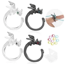 4PCS Dragon Crochet Tension Rings and 10PCS Metal Spiral Stitch Markers for 