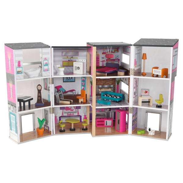 Kidkraft Contemporary Deluxe Townhouse Dollhouse 3 Floor & 12 Room Doll