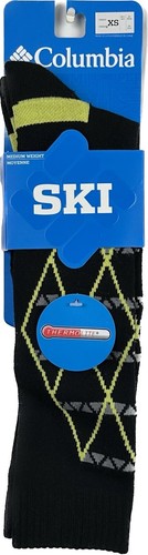 Columbia Kids Black OTC Thermolite Mid Weight Diamond Snow Board Ski Socks Sz XS - Picture 2 of 2
