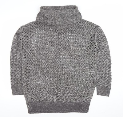 Papaya Damen Pullover grau Rollkragen offen Größe M
