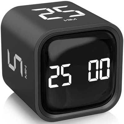 Rotating Pomodoro Timer 5, 250 50 Minutes Preset, Desk Productivity 1 Black