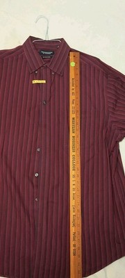 Roundtree & Yorke Mens 2XLT Maroon Striped 80's Two Ply Long Sleeve Button Up