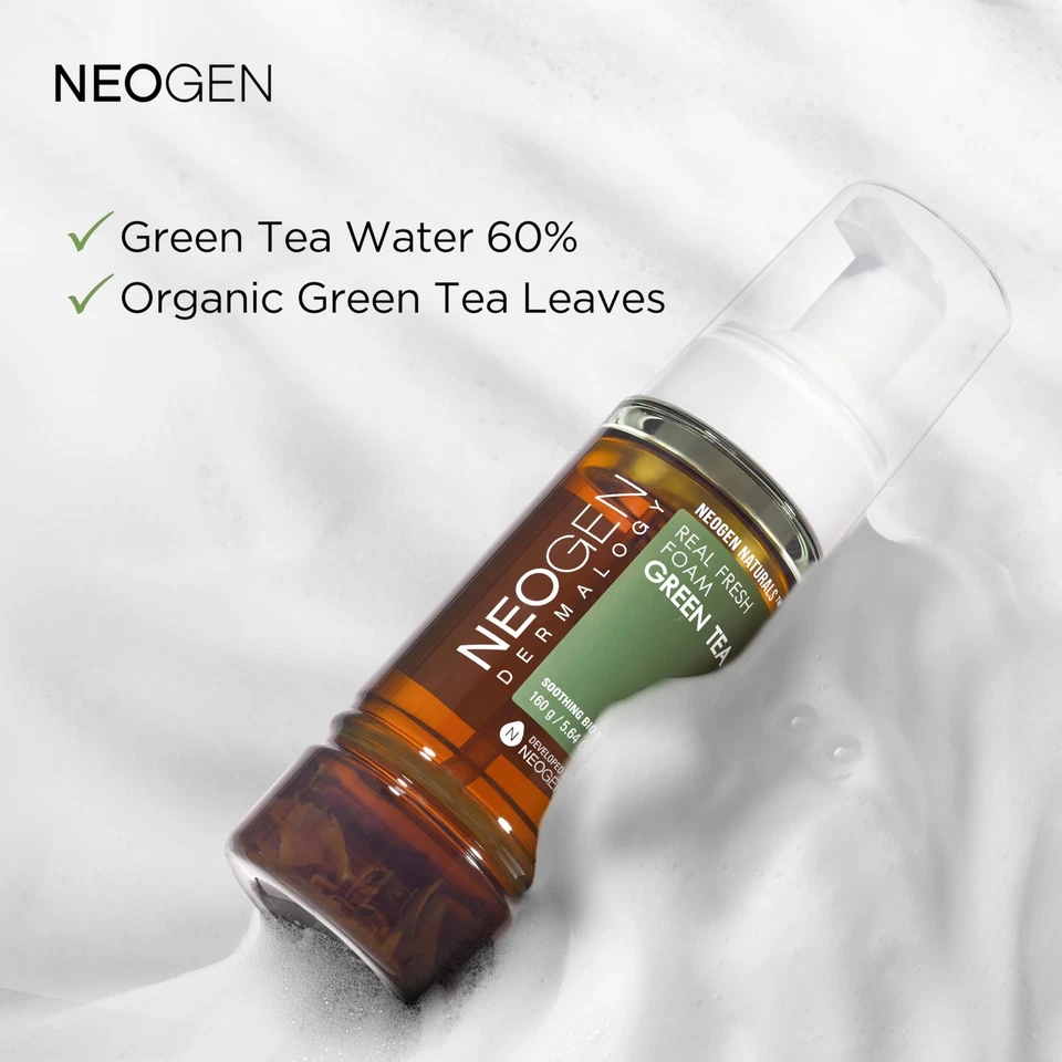 Limpiador de espuma fresca real NEOGEN, té verde 5,6 fl oz (160 g) - calmante e hidratante... Foto 4 de 4