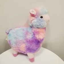 Kellytoy Llama Plush Stuffed Animal Toy Alpaca Tie Dye Rainbow Pastel 12 Inches
