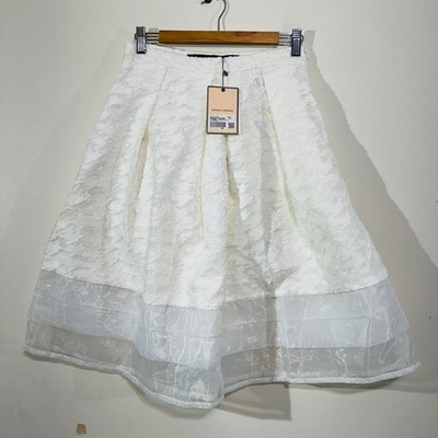 Bread n & Butter Floral Skirt 1 AU 8 Off White Lace Overlay Tulle Wedding Bridal