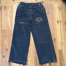 Vintage 90's JNCO 30x30 Tribal Graffiti Logo Wide Leg Baggy Faded Distressed