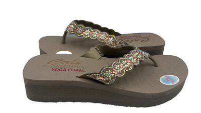 Skechers Women's Vinyasa Happy Spring Flip Flop Sandals Taupe/Multi Size:9 122E