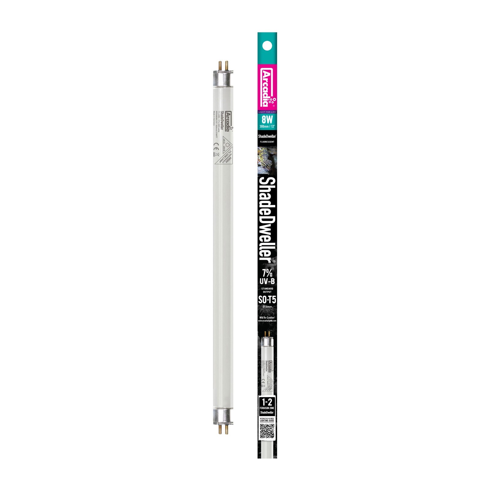 Arcadia ShadeDweller UV Lamp 7% UV-B 8W S0-T5  300mm