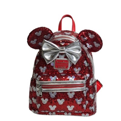 Loungefly Disney Parks Red Sequin Minnie Mouse Mini Backpack 