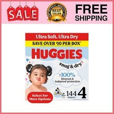Huggies Snug  Dry Baby Diapers, Size 4 22-37 lbs , 144 Count