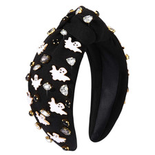 Halloween Headband for Women Spooky Pumpkin Spider Ghost Headband Jeweled Rhines