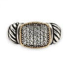 VINTAGE EFFY PAVE DIAMOND TWO TONE RING STERLING SILVER 18K YELLOW GOLD SZ 7