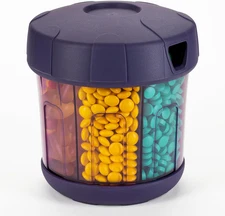 Supplement Organizer with Extra Large 7 Compartments, TPU Soft Lid Easy Open Pil