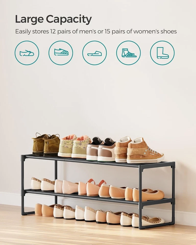SONGMICS Zapatero, Organizador de Zapatos de 2 Niveles, Estante de Almacenamiento de Metal - NUEVO Foto 4 de 4