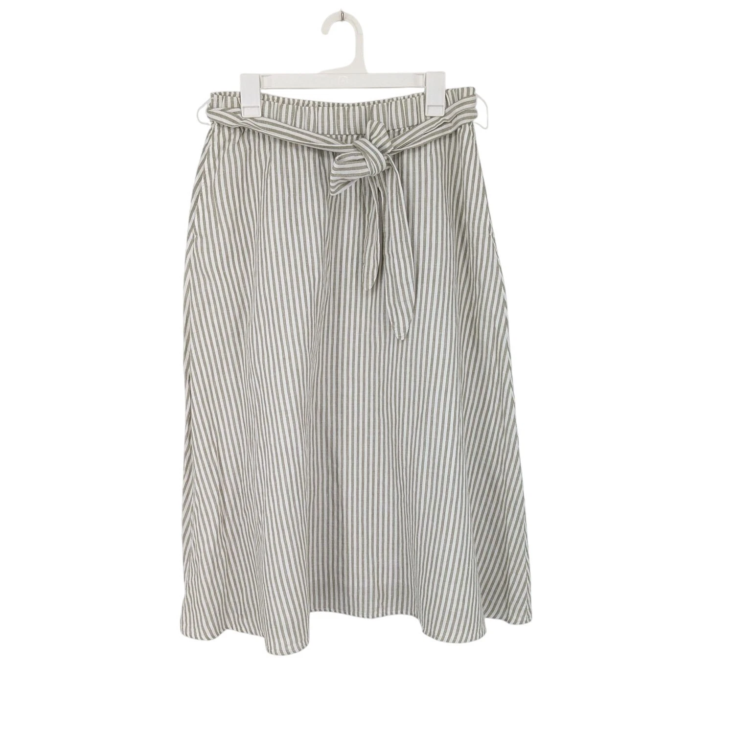 Talbots Linen Cotton Midi Skirt Striped Coastal Cottage Resort Tie Waist Size M
Opens in a new windo