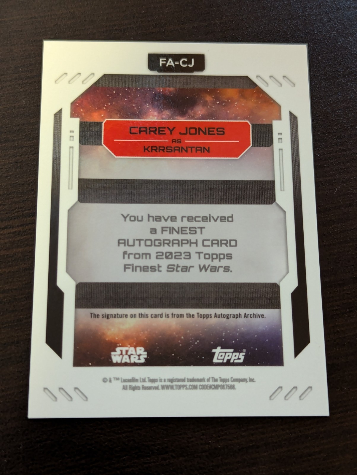 2023 Topps Finest Star Wars Carey Jones  KRRSANTAN Black Auto 5/10 Color Match! view 2