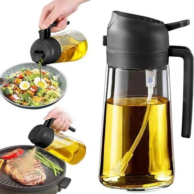 2-in-1 Oil Spray Bottle Refilable Plastic BBQ Cooking Olive Oil Spray Dispenser.