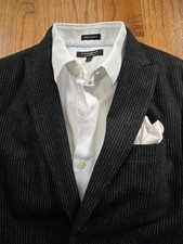 Banana Republic Mens Cashmere Suit - Black Pinstripe - 38R Jacket, 31x30 Pants