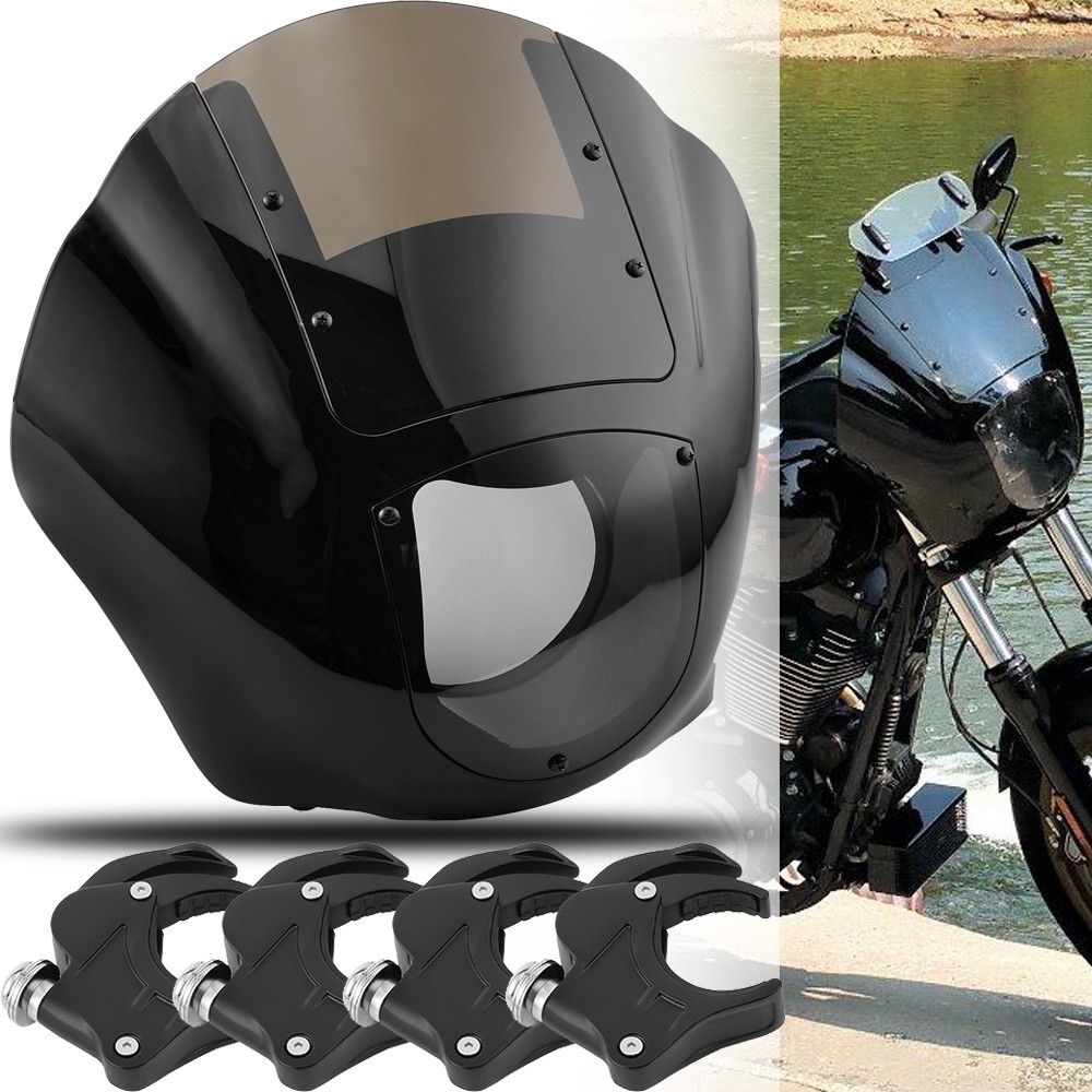 ハーレー　ダイナ　デチャタブルカウル　49mm Quarter Headlight Fairing 49mm Clamps Fit For Harley Dyna Super