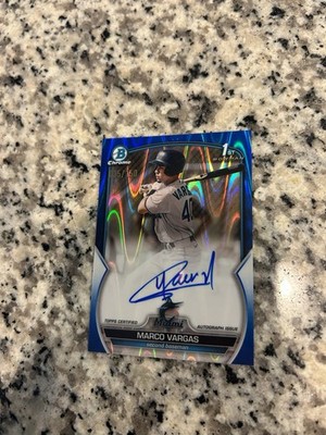 2023 Bowman Chrome Marco Vargas Auto Autograph Mets Refractor Blue Wave /150