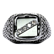 0.12cts Natural Diamond Onyx Palladium Ring 4gr Mens Royal BlackSeries Belt
